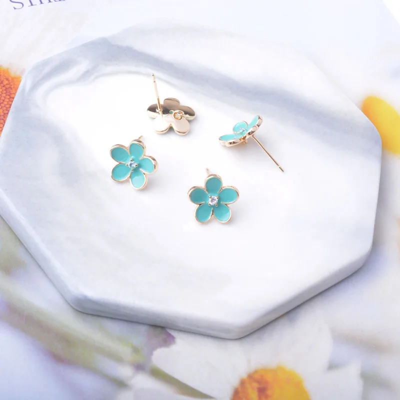 6 Stück Kupfer 18k vergoldete Emaille-Blumen-Ohrringnadel-Verbinder Ohrstecker-Set für die Schmuckherstellung DIY – Detail 8