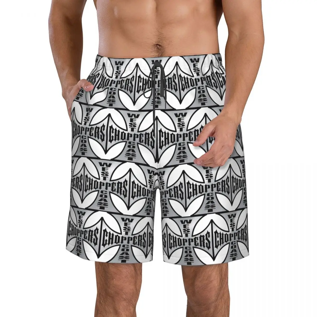 Personalized West Coast Iron Cross Choppers Trunks Beach Board Shorts Casual Quick Dry Swimming Summer Men Pants