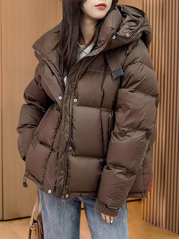 

Loose Fit Hooded down Cotton Jaet Thi Warm Versatile Large Size Autumn Winter New Sle Bread Sle Coat Korean Sle