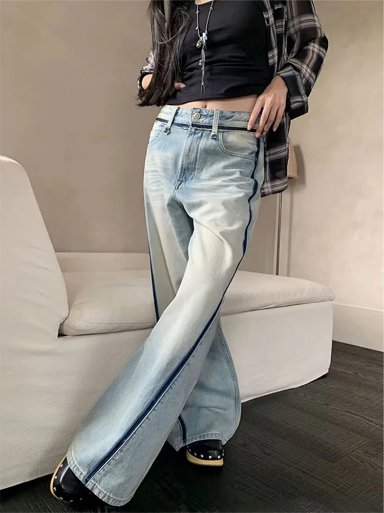 

Женские широкие джинсы с высокой талией, женские винтажные повседневные брюки High Street Y2k 2000-х годов, женские модные свободные джинсовые брюки цвета хаки