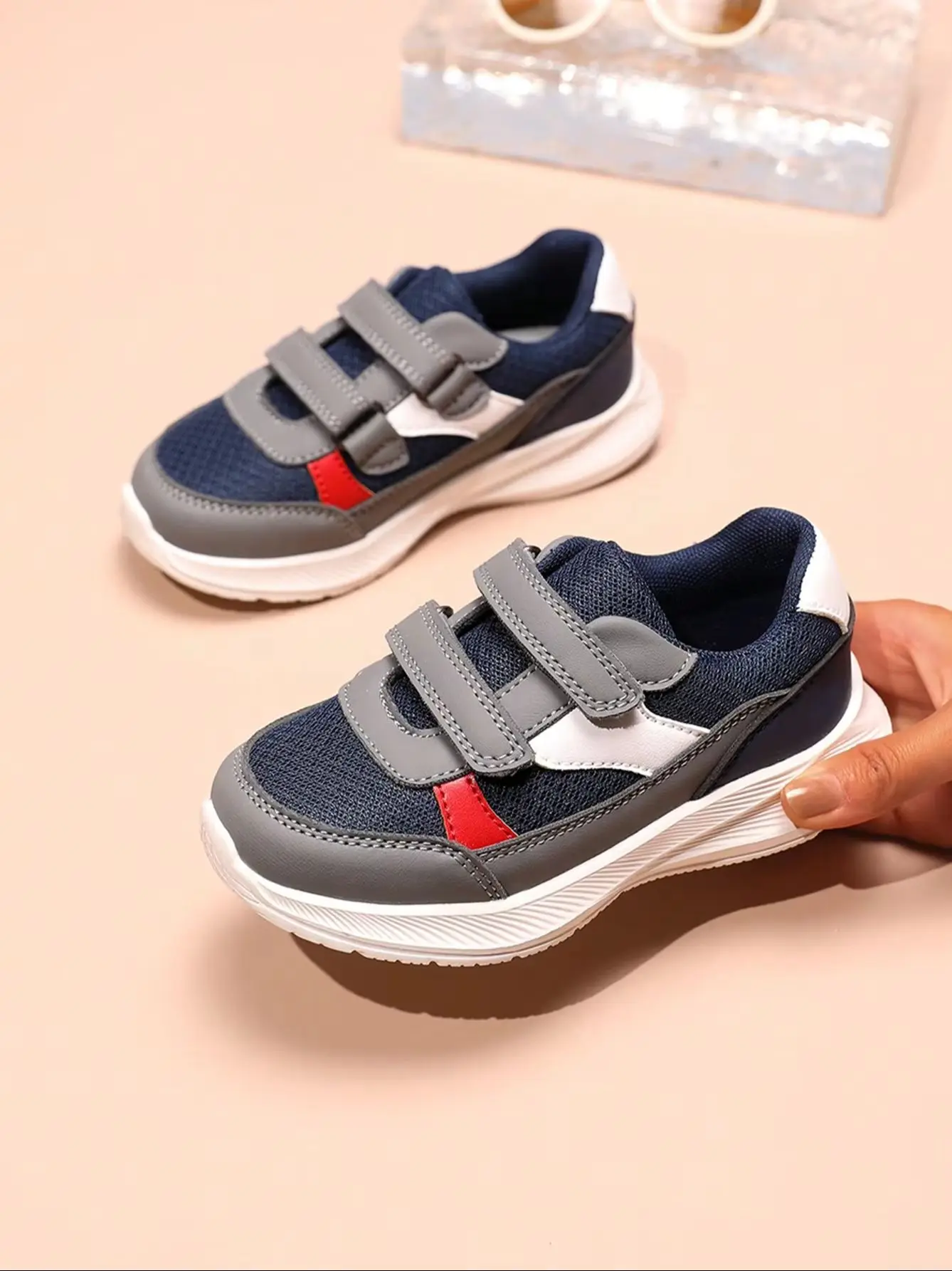 New Kids Casual Shoes, Trendy Color Design, Durable Non-slip Lightweight Breathable Mesh Sneakers, Easy On & Off Skate Shoes, Fl