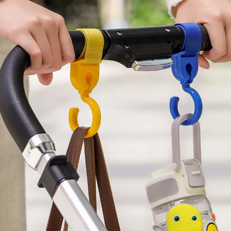 

Stroller Clips Rotatable Mommy Hook Organizer Hook 2pcs Stroller Organizer Hook Convenient Multi-Purpose Mommy Bag Hanger For