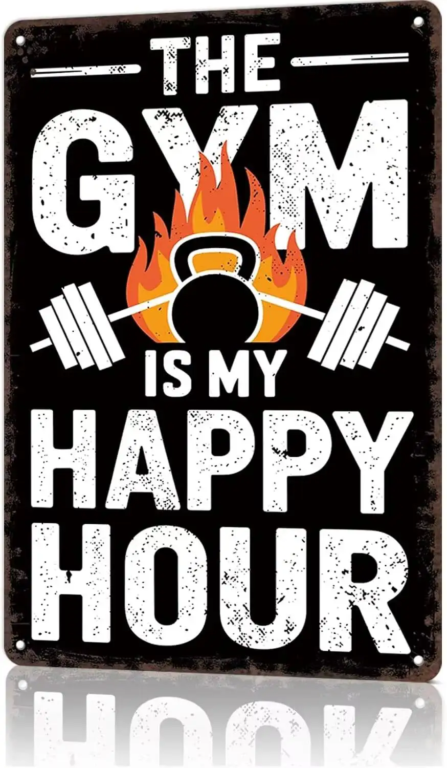 Funny Metal Sign Gym Happy Hour Workout Motivation Vintage Tin Signs Poster For Home Room Bedroom Office Decor 8X12inch