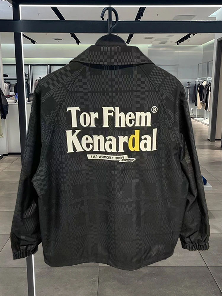 

Мужская демисезонная куртка с вышивкой букв, повседневная, с воротником, длинными рукавами, в модном американском уличном стиле для молодежи