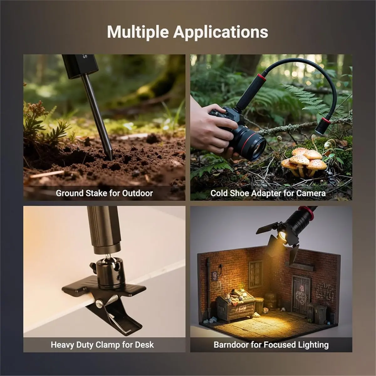 M05K LED Light for Macro Photography 4W Mini Spot Lamp IP54 Waterproof Bendable Arm Adjustable Beam Angle 1830Lux CRI95