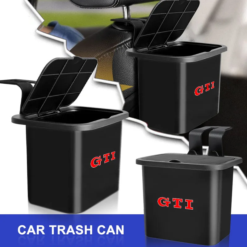Hanging Car Trash Can Multifunctional Auto Storage Box Accessories Emblem For VW GTI Passat B6 CC Eos Golf 4 5 6 7 MK7 Polo