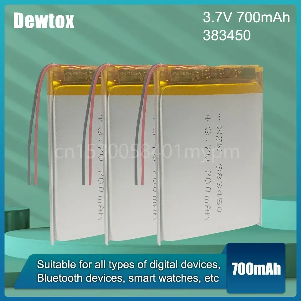 383450 403450   3.7V 700mAh แบตเตอรี่ลิเธียมโพลิเมอร์แบบชาร์จไฟได้สําหรับ MP3 MP4 GPS ของเล่นปากกาบันทึก Power Bank ชุดหูฟังบลูทูธ