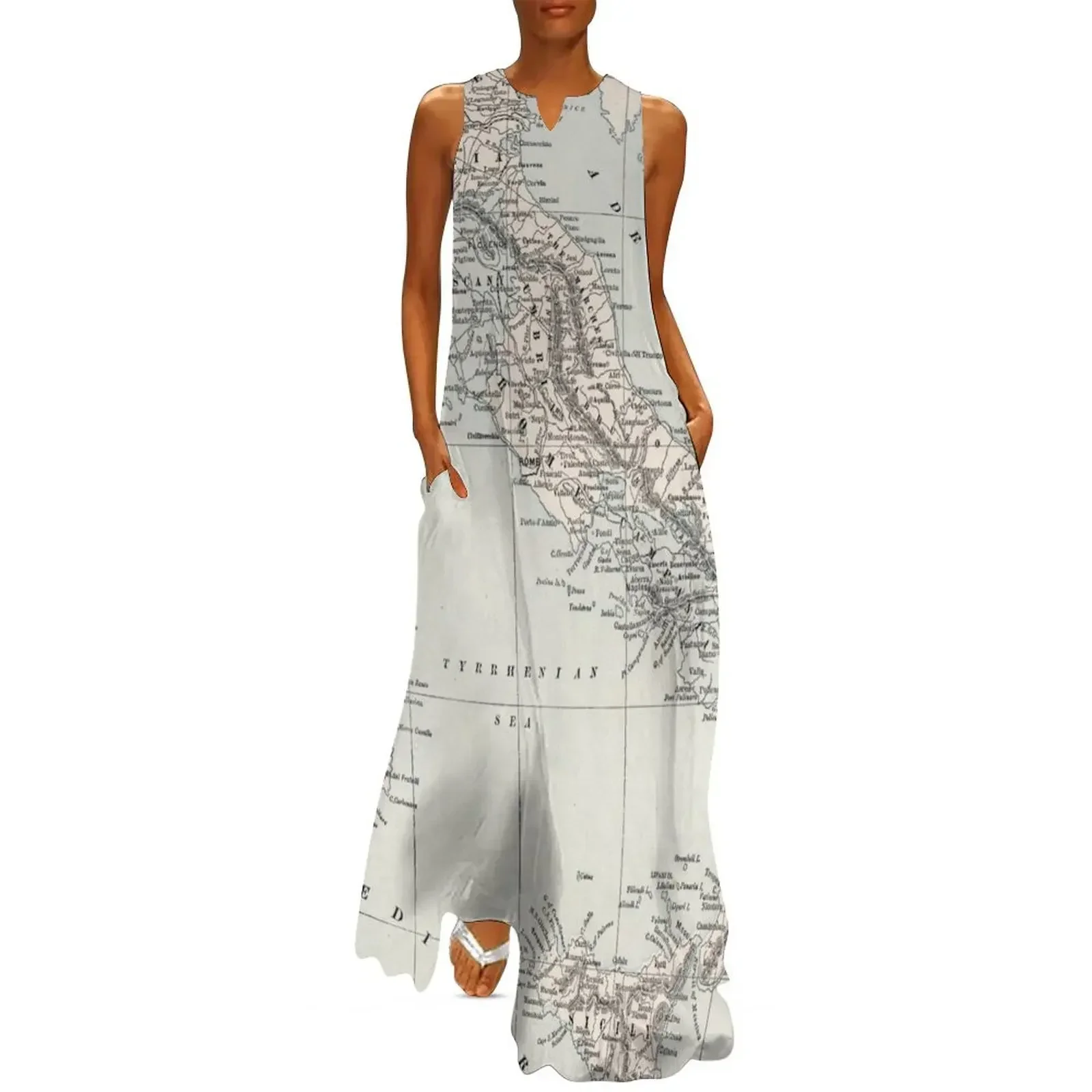 

Vintage Map of Italy (1893) Long Dress Women's dress women dresses Summer skirt luxury woman evening dress