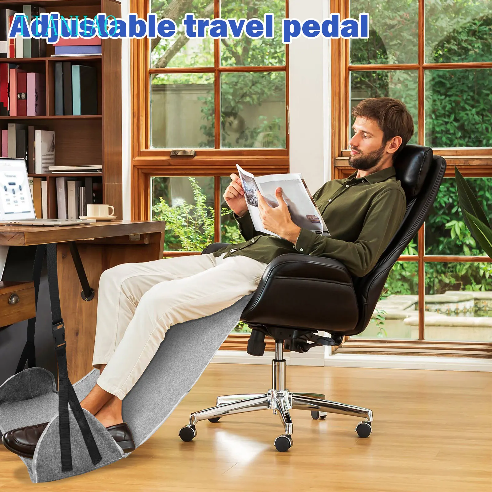 Amaca per piedi per aereo Poggiapiedi da viaggio in nylon con cinghia regolabile Comoda imbracatura per piedi per aereo aggiornata per ufficio da viaggio