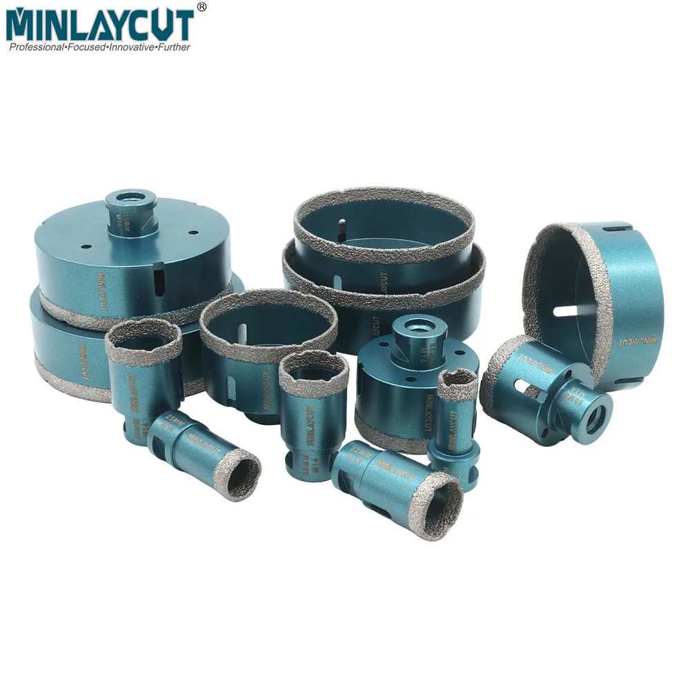

MINLAYCUT 20-130mm Diamond Crown Drilling Core Bits Kit Ceramic Tile Dry Hole Saw Granite Marble Stone M14 Thread Angle Grinder
