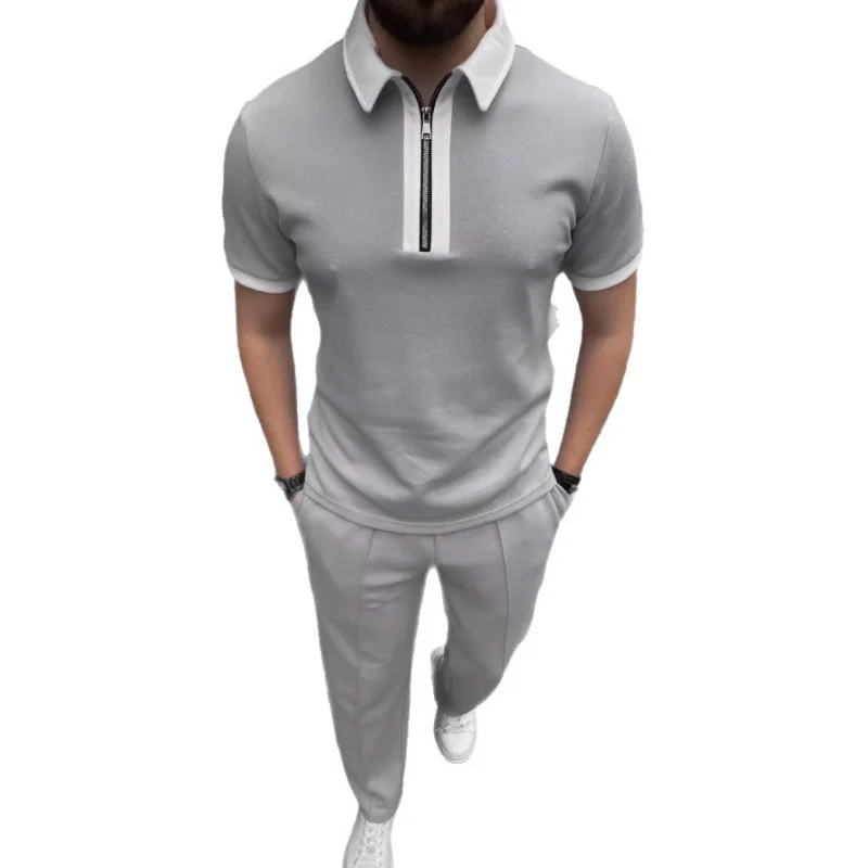 طقم شورت رجالي صيفي أوروبي وأمريكي متعدد الاستخدامات موديل 2025 بأكمام قصيرة وسحاب كاجوال #5