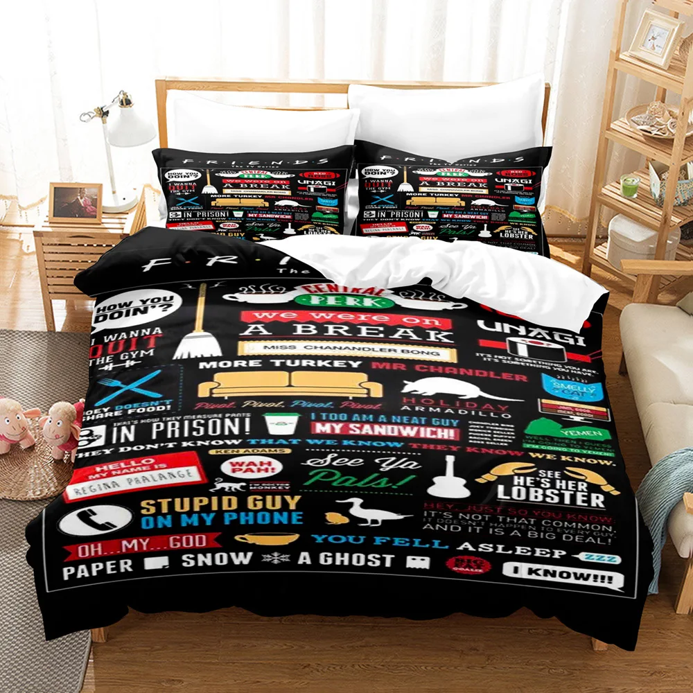 

Friends Tv Show Printed Bedding Set Cartoon Duvet Cover Bedclothes De Home Textiles 200x200cm Bed Linen Soft Bedspreads