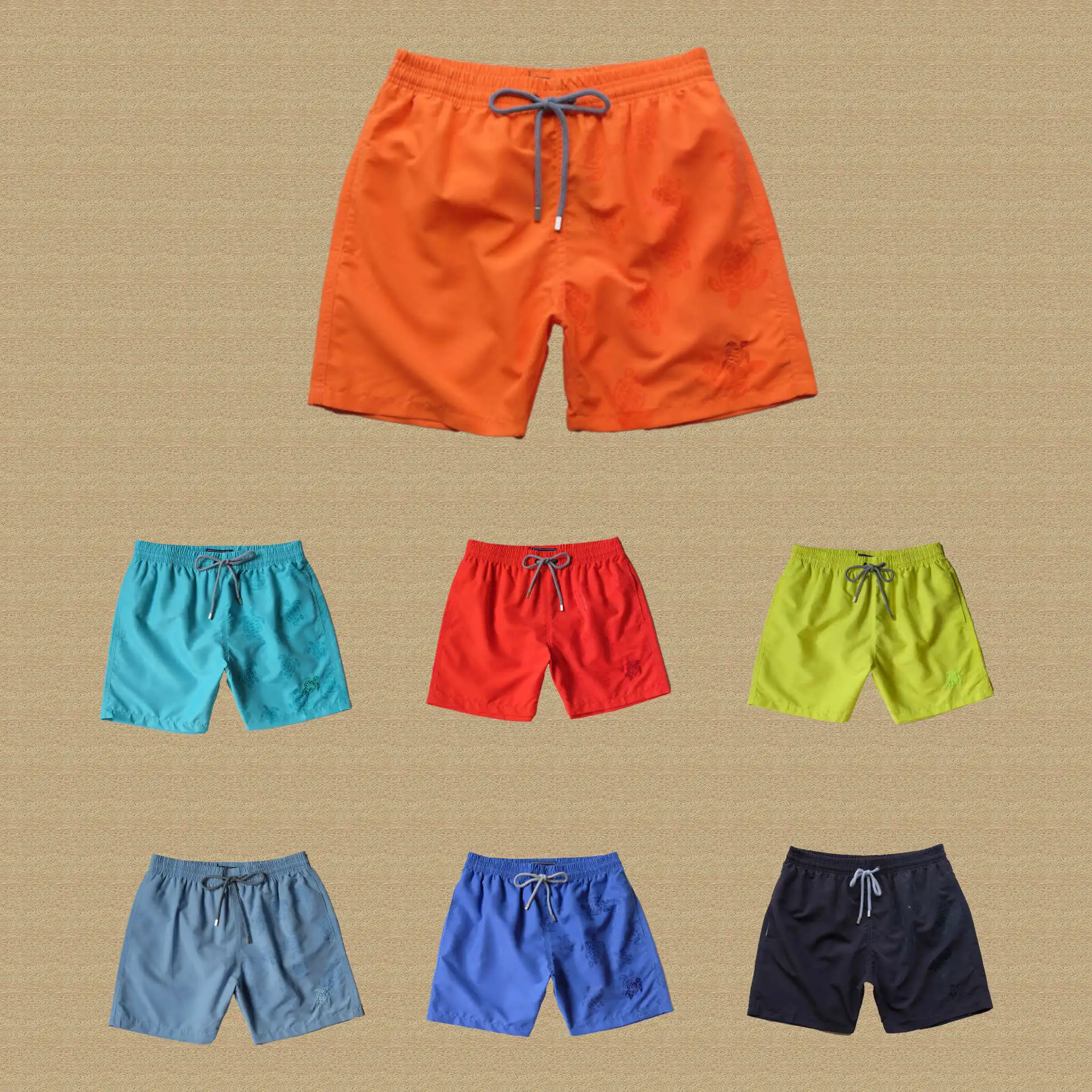 Summer Solid Color Men\'s Swimsuit  Beach Shorts  Pockets For Sports And Leisure Bermuda Sportswear Turtle Brand  Male Shorts