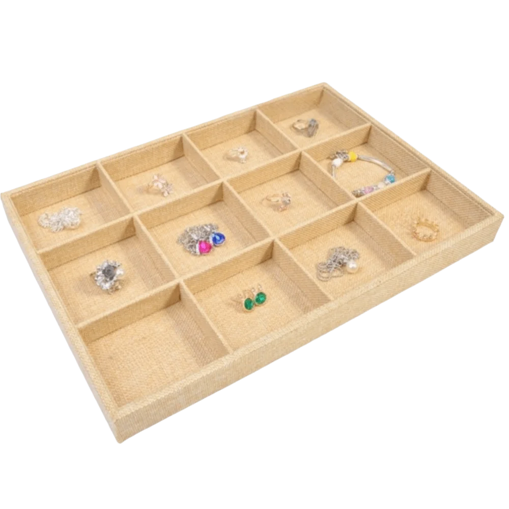 Retro Jewelry Box Multifunctional Stackable Linen Jewelry Tray Bracelet Necklace Display Jewelry Holder Display Props