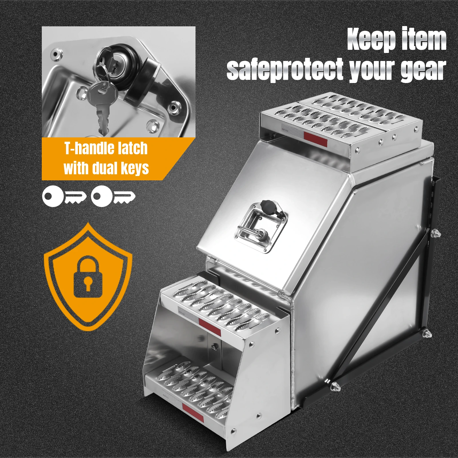 

Алюминиевый боковой ящик для инструментов 12/23 дюйма с Т-образной ручкой и замком, подходит для Peterbilt, Kenworth и других марок