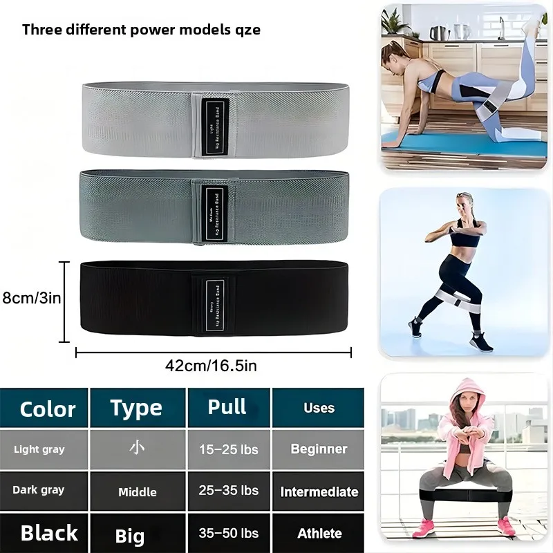 3PC Hip Belt Yoga Resistance Belt Squat  Circle Non-slip Bodybuilding Hip Lift Hip Belt