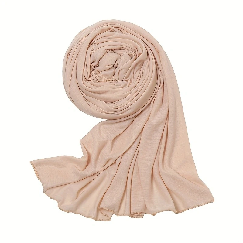 Light Plate Mercerized Cotton with Hood Solid Color Scarf Shawl High Quality Elastic Breathable Scarf Shawl