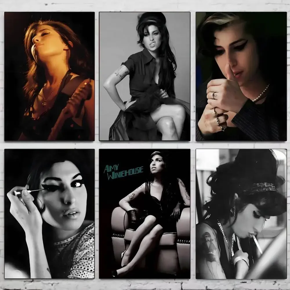 المغني الموسيقى الشهيرة ايمي واينهاوس الفيلم الكلاسيكي المشارك ذاتية اللصق الفن ورق مقاوم للماء ملصق جدار ديكور الغرفة