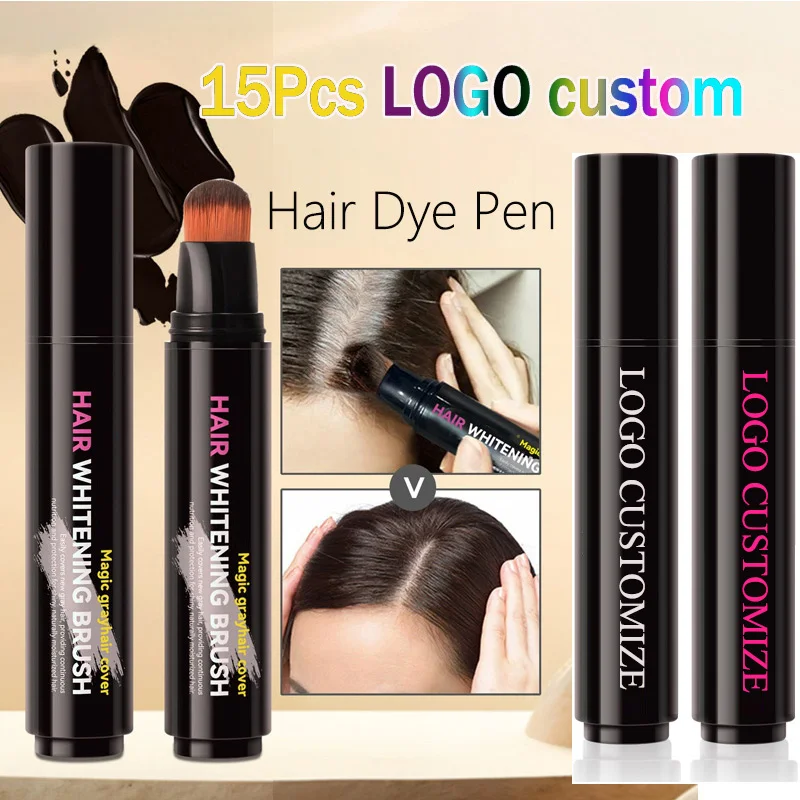hair-dye-pen-for-covering-gray-roots-natural-hairline-dye-cream-brush-15pcs-logo-custom-long-lasting-hair-whitening-brush-stick