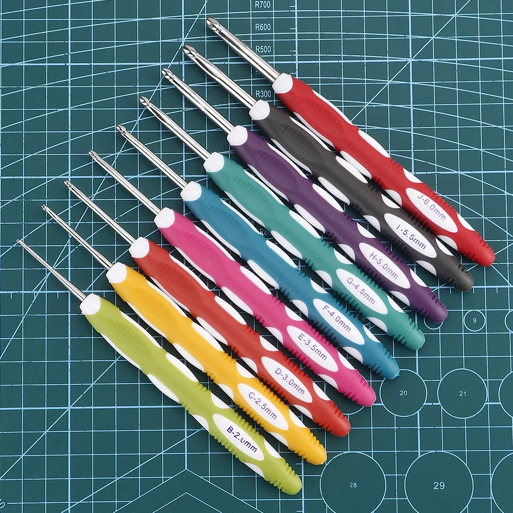 9pc/set Colorful Crochet Hook Set -Durable Single-Pointed Knitting Needles for DIY Weaving Crafts Projects