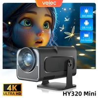 HY320 Mini Projector 4K Newly Native 720P Android 11 Cinema Portable Projetor 300ANSI Dual Wifi6 BT5.0 180° Rotable Projectors