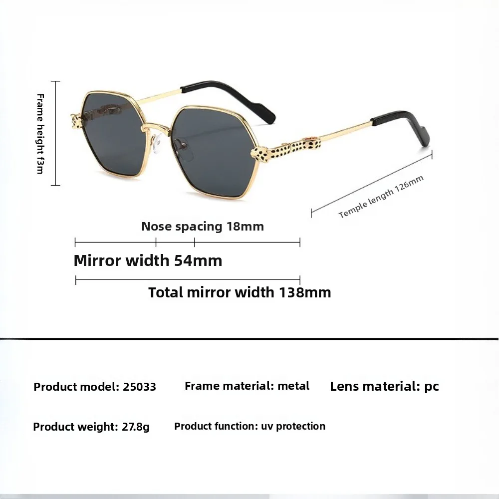 2026 Leopard Head Metal Frame Women Sunglasses for Men Street Style Ins Trend Shades Unisex UV400 Retro Pilot Polarized Eyewear