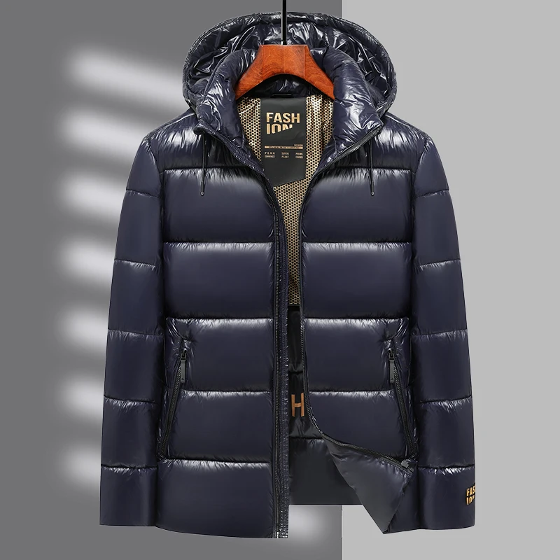 سترة شتوية للرجال لعام 2025 عالية الجودة من القطن باللون الأسود مع قبعة قابلة للفصل، سترة قطنية عصرية وغير رسمية متعددة الاستخدامات #3