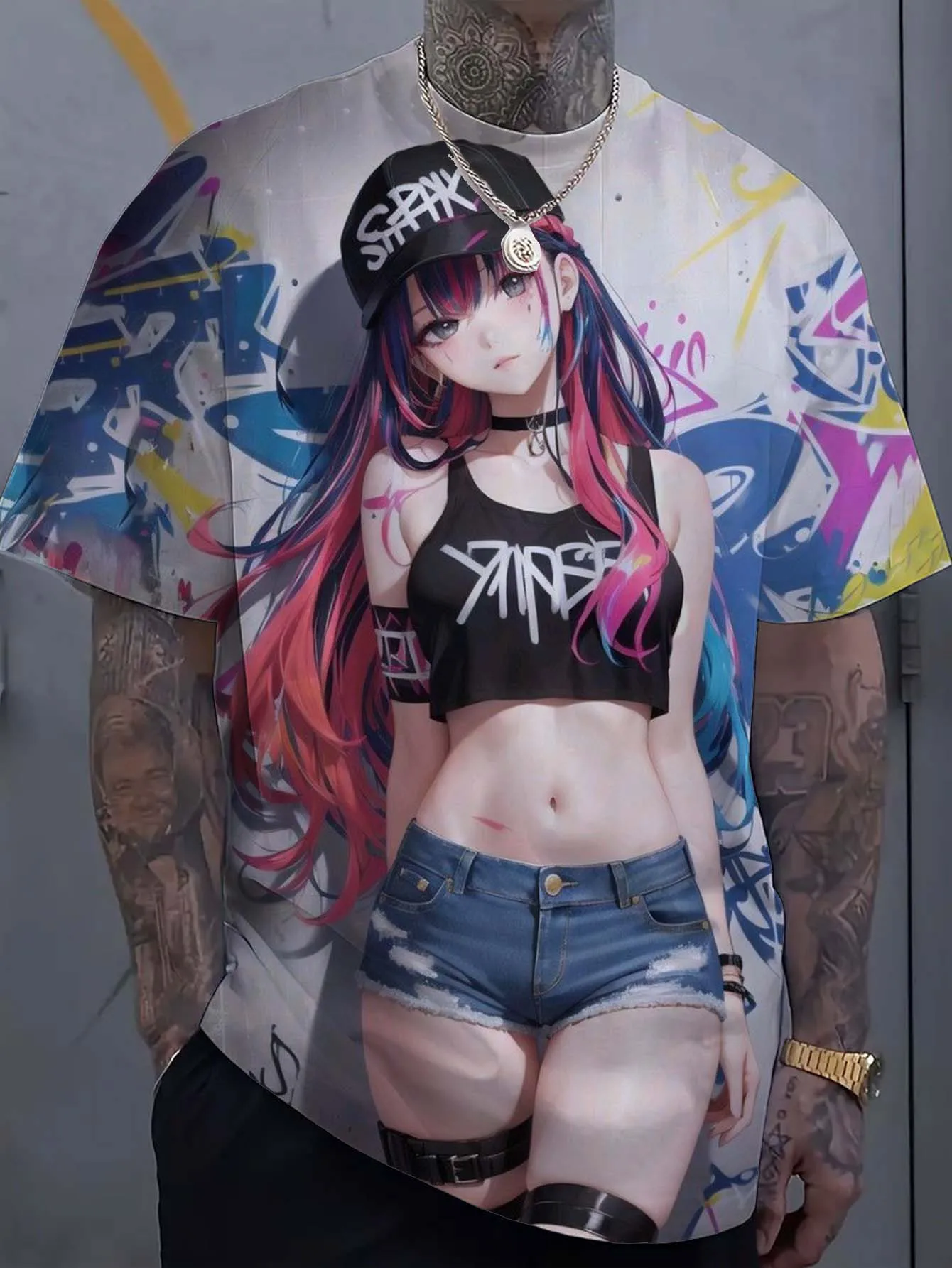 

Men's T-shirt Cartoon Sexy Girl graphic T shirts Summer Fashion Casual streetwear 3D Printing Hip Hop Unisex Top Tees