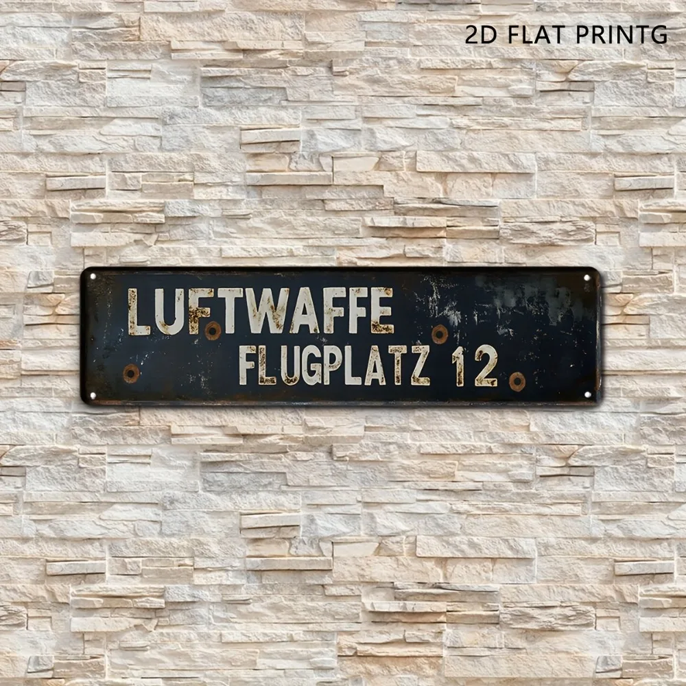 لافتة معدنية كلاسيكية Luftwaffe WW2 - 15.7 بوصة × 3.9 بوصة ثنائية الأبعاد مسطحة، ديكور عسكري لمرآب مقهى البار #2