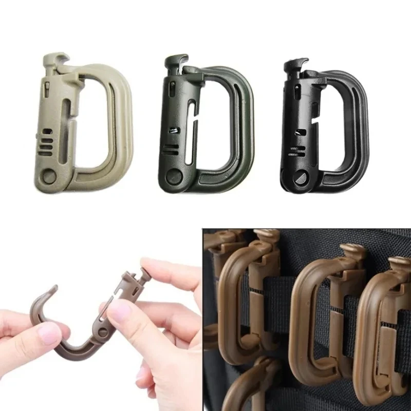 2pcs Attach Plasctic Shackle Carabiner D-ring Clip Webbing Backpack Buckle Snap Lock Grim Lock Camp Hike Mountain Climb Outdoor