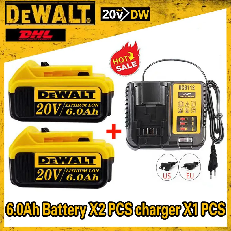 High Rate 100% Genuine Dewalt 20V Battery, 2AH 5AH 6AH  Rechargeable Lithium Ion Battery, Dewalt DCB200 Power Tool Battery