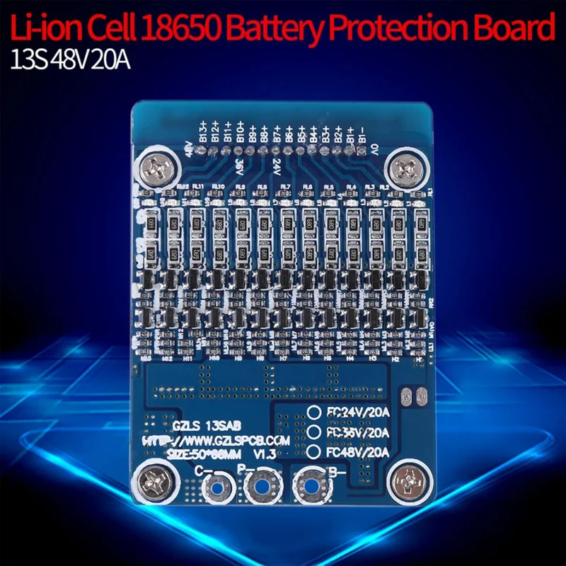 Battery Board 13S 48V 20A Li-ion Cell Battery PCB Board with Balance Function