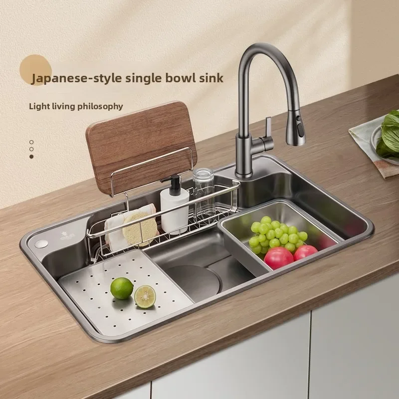 Ultra Large Single Bowl Kitchen Sink 304 Stainless Steel Japanese Style Undermount Nano Wash Basin Great for Home Use Sink
