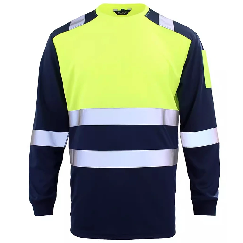 High Visibility Long Sleeve Safety Work T Shirt EN20471 Class 2 Hi Vis Shirts(S-XXXL) Construction Clothes