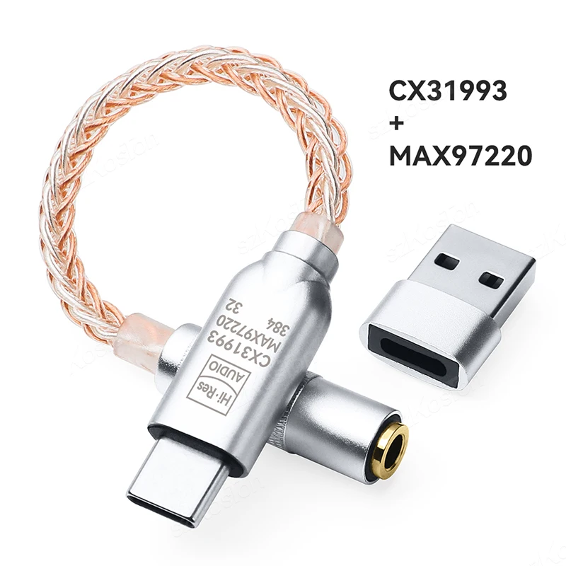 Typ-C zu 3,5mm Kopfhörerverstärker CX31993 MAX97220 Dual-Chip Audio-Decoder IEM AMP Smartphone-Adapter für iPhone15 Samsung