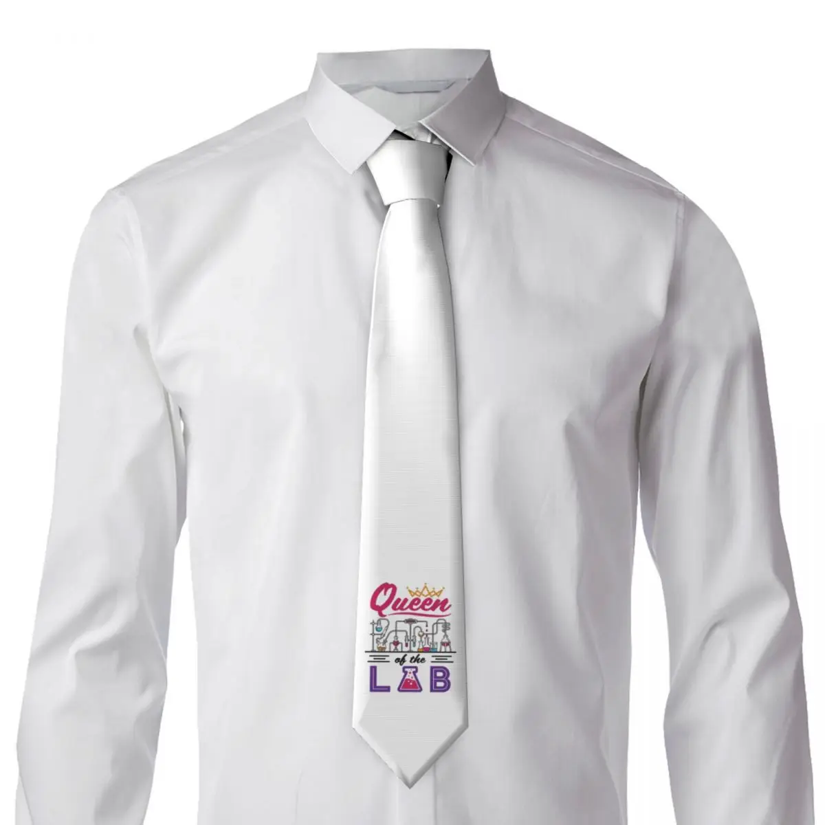 Cravatta da uomo per tecnico di laboratorio scientifico Queen Of The Lab, cravatte da 8 cm in poliestere di seta, abiti da festa, cravatte classiche Gravatas