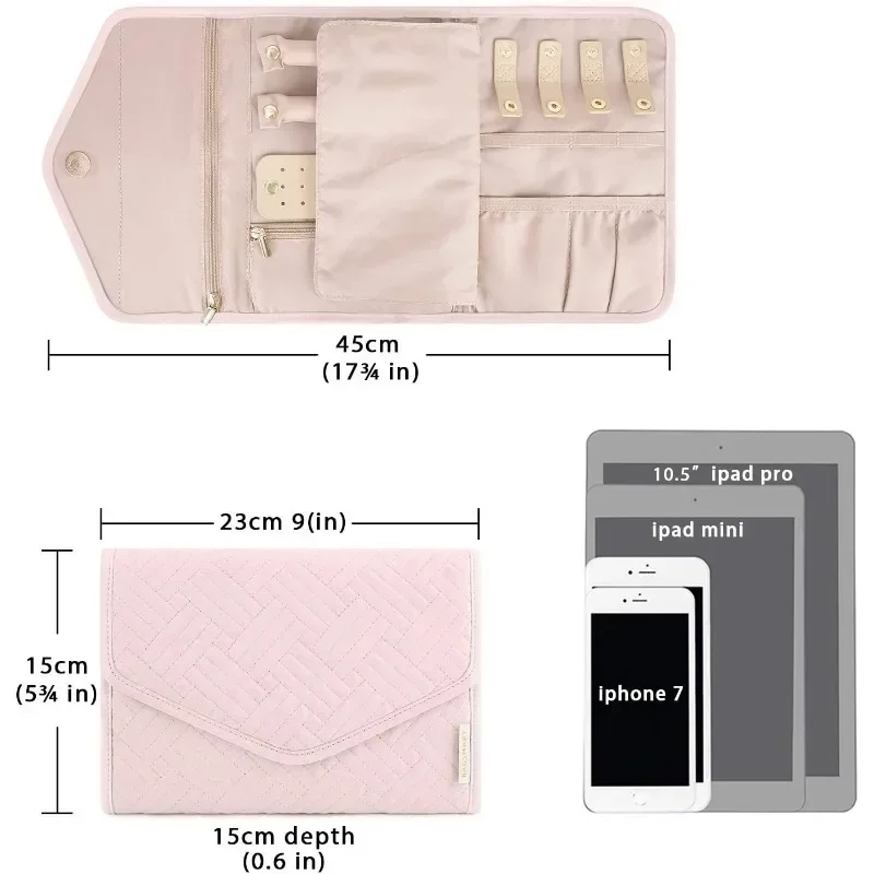 Travel Jewelry Organizer Roll Foldable Case for Jewelry Packing Necklaces Bracelets Earrings Watch Band Organizer Storage Bag