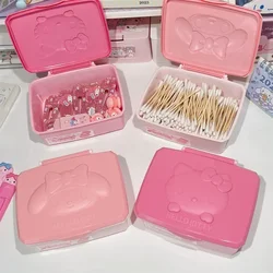 Caja de almacenamiento de escritorio de dibujos animados Kawaii Kitty Mymelody Littletwinstars, papelería de algodón, organizador de joyas, 13CM