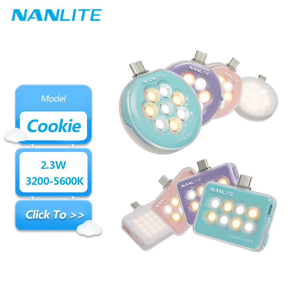 Nanlite Cookie Double-Side 3 Modes Bi-Color Mini Fill Light with USB-C Mount for Smartphone Selfie Photography CRI 95 TLCI 98