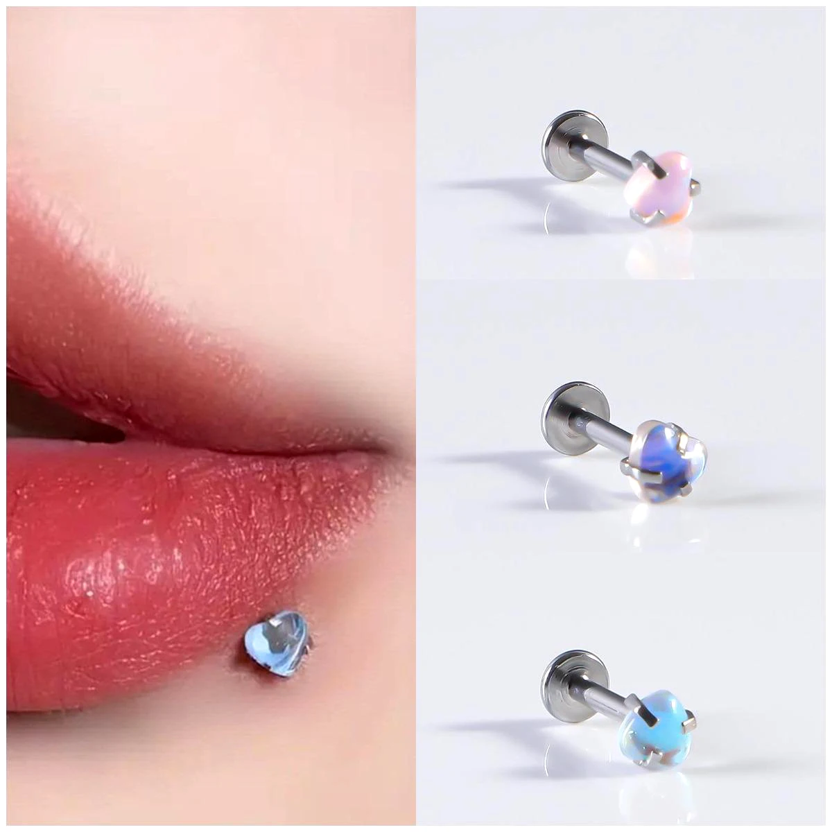 L-pole straight pole peach heart earring body piercing accessory