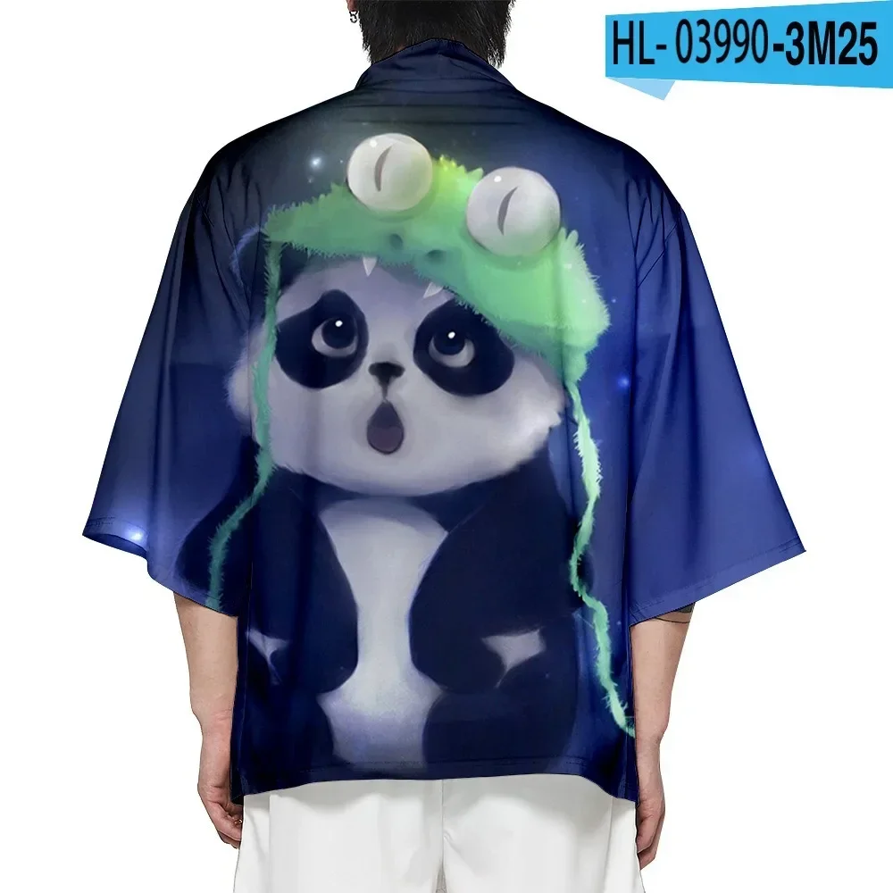 

Chinese Style National Treasure Giant Panda 3D Digital Printing Creative Kimono Cape Role Play Short-sleeved T-shirt