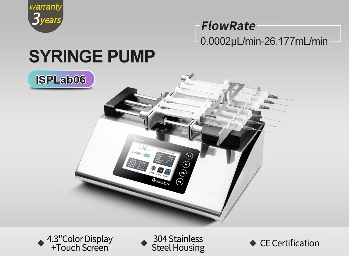 ISPLab06 Syringe Pump 304 Stainless Steel Housing Touch Screen Multichannel Laboratory Syringe Pump