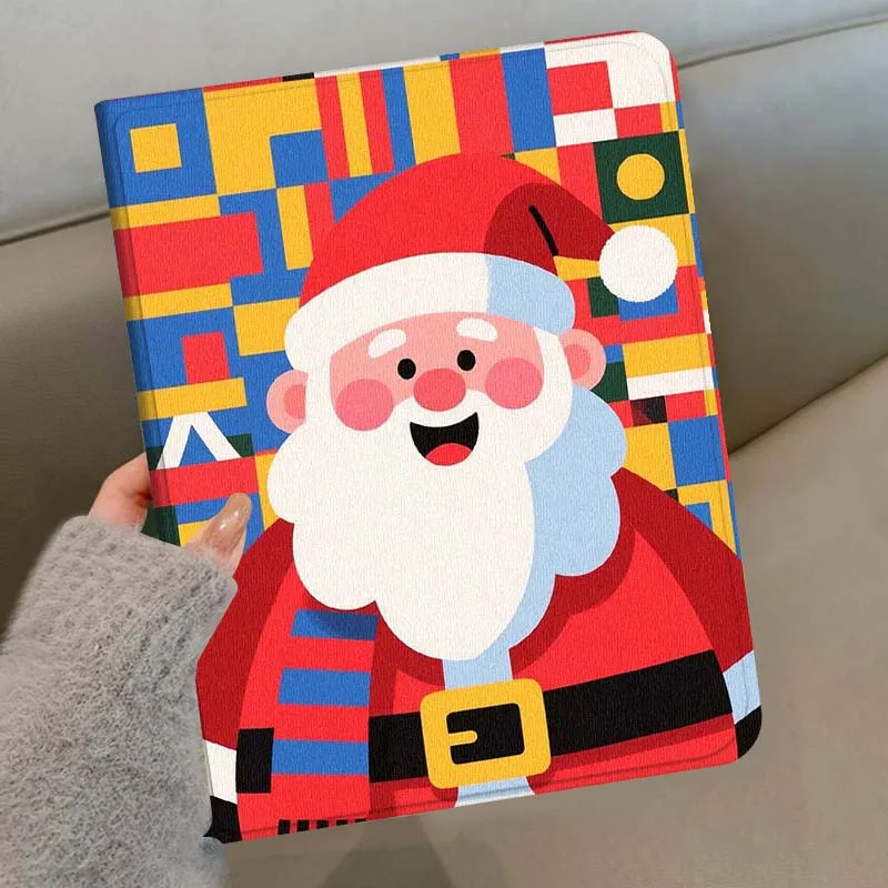 Etui na tablet Santa Claus Snowman Geometric dla iPad Air Mini 9.7 2 4 5 11 6. generacji 7. generacji 13 3 1 2 4 5 6 7 7.9 10.9 10.5 cali