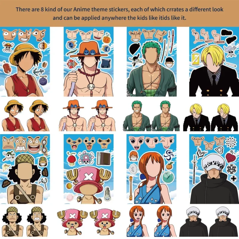 One Piece anime peripheral cartoon parent-child interactive puzzle puzzle diy face changing sticker creative decorative sticker