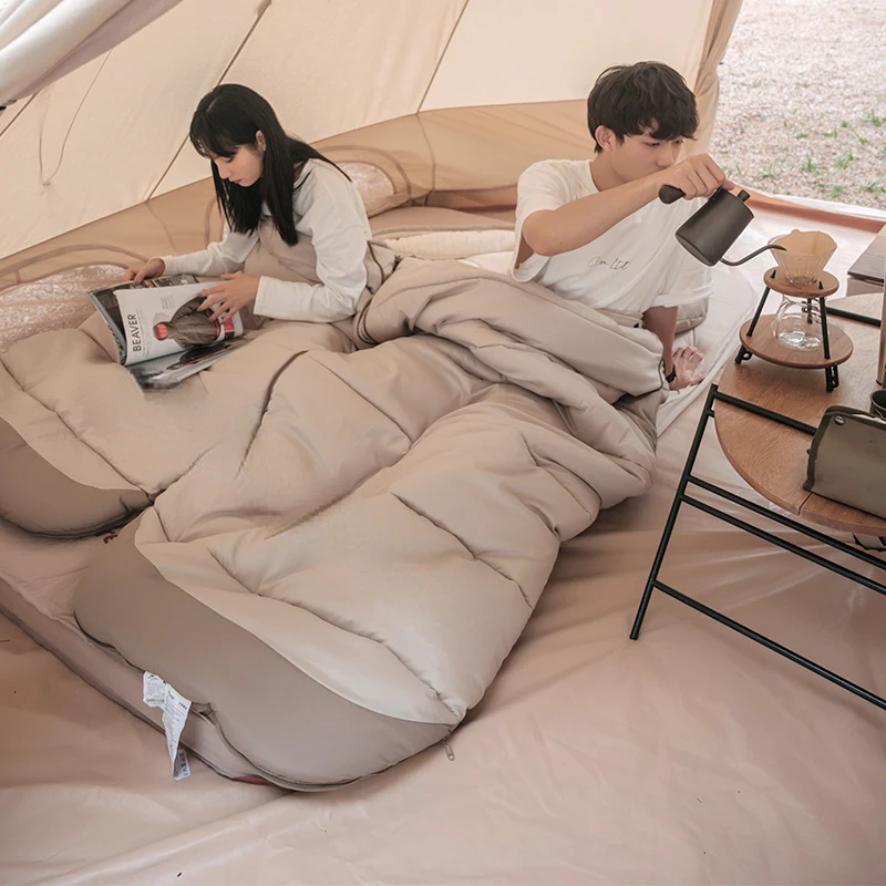 大人のための厚い綿の屋外寝袋,キャンプ,アウトドア,秋と冬