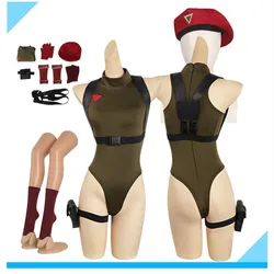 Fighter Fantasy Cammy Cosplay Costume Adult Women Jumpsuit Gloves Hat Fantasia Outfits Halloween Carnival Party Disguise Suit