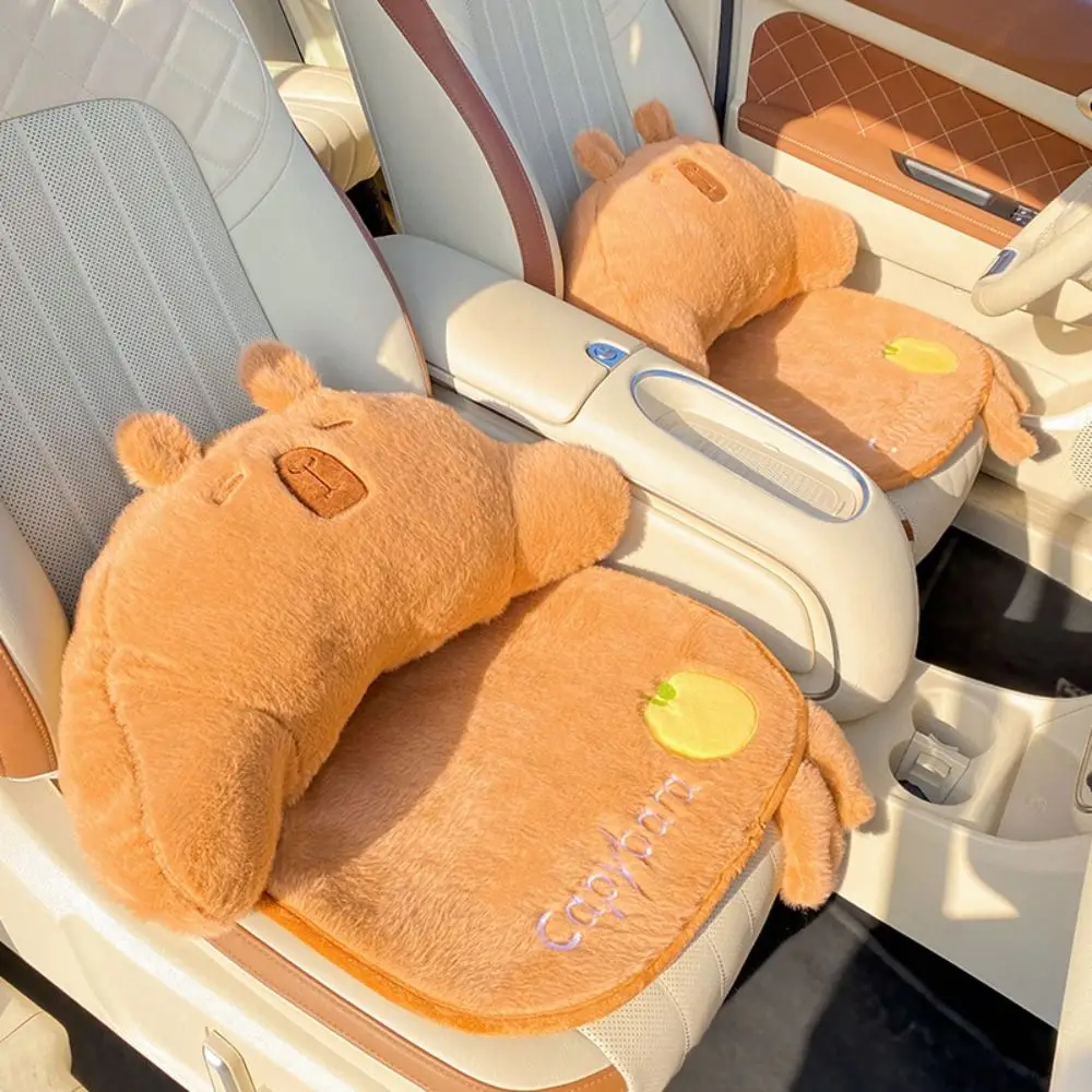 Car Accessories Car Plush Warm Capybara Seat Cartoon Capybara Cute Capybara Car Pillow Back Plush Soft