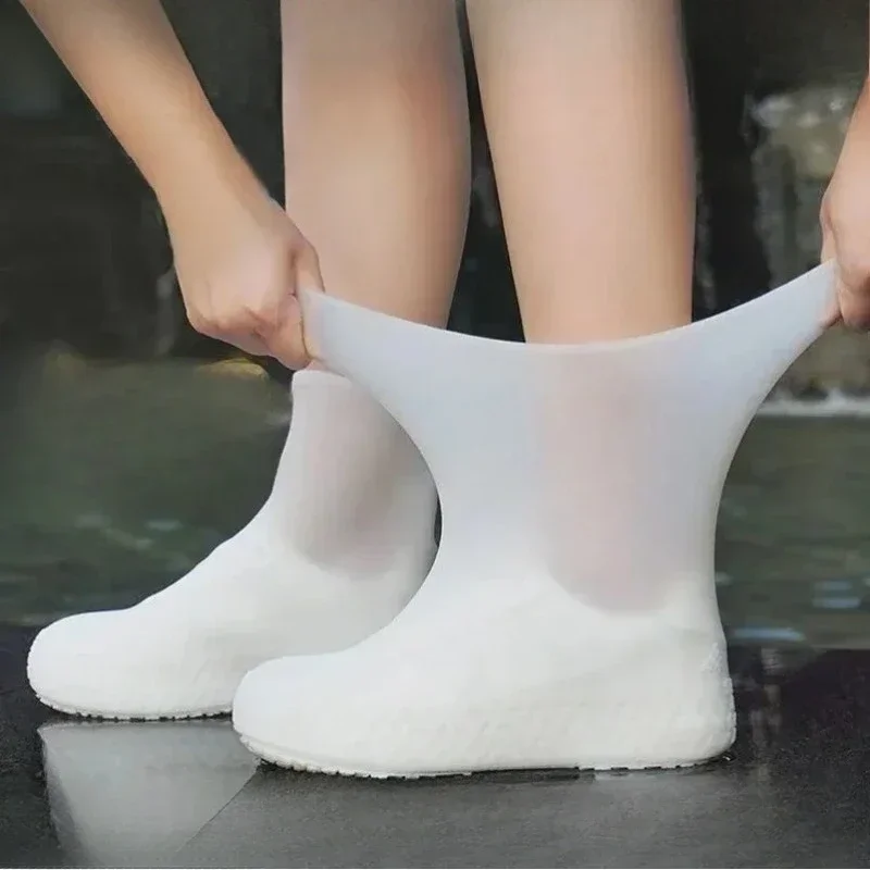 1 Pair Silicone WaterProof Shoe Covers Lip-resistant Rubber Rain Boot Rain Gear Overshoes Accessories for Outdoor Rainy Day