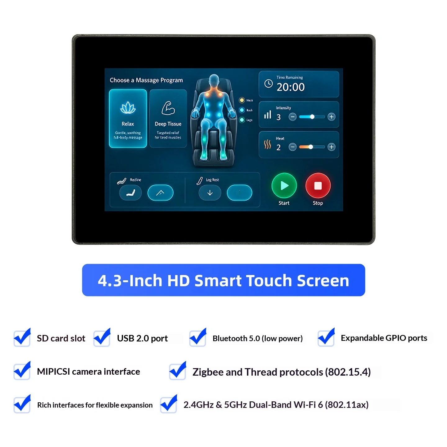ESP32-P4 + ESP32-C5 4.3 Inch IPS Touchscreen Development Board Home Smart Assistant 800x480, Dual-Band Wi-Fi 6, BLE 5, MIPI CSI