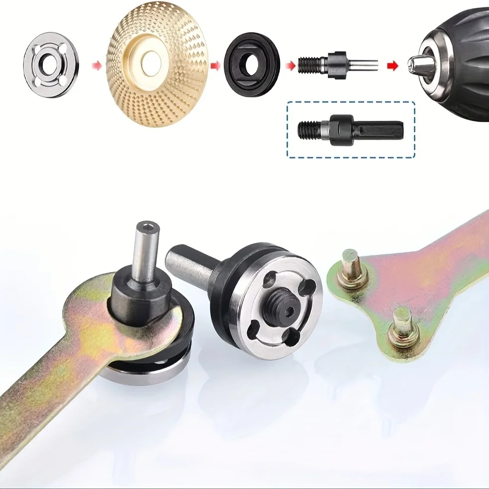 Angle Grinder Adapter Kit with Electric Drill Conversion Includes 6mm 10mm Mandrels Spanner and Variable Shaft Coupler Tool